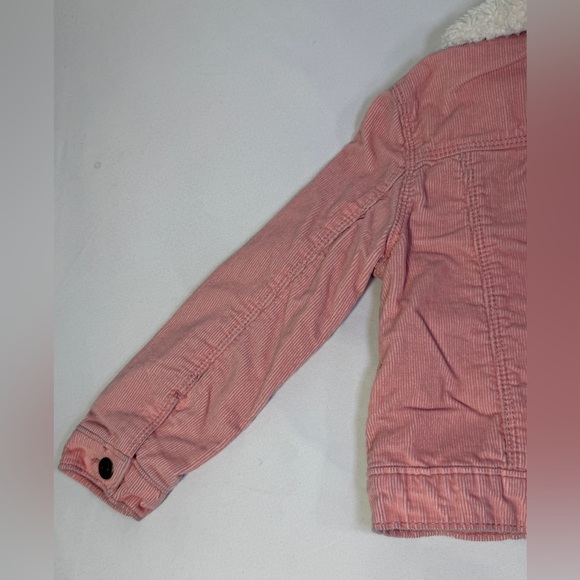OshKosh Girls Pink Corduroy Jacket Sherpa Lined Faux Fur 4T Button Front Coat - Picture 11 of 15